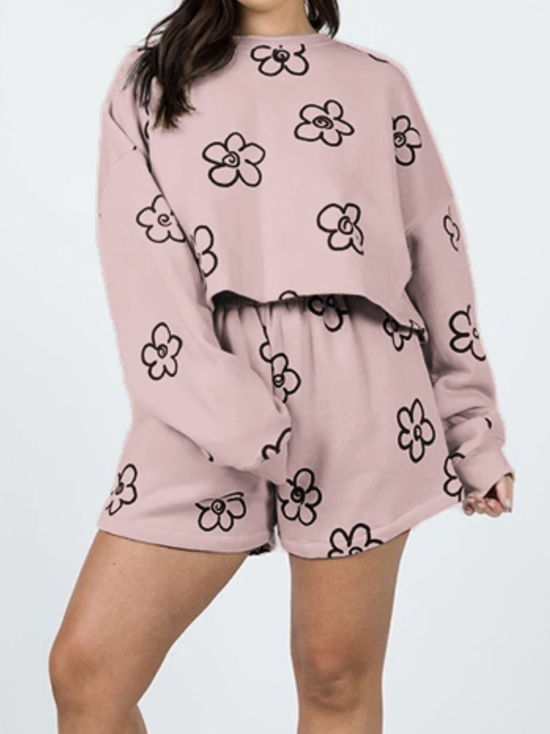 Nini’s Flower Power Sweatshirt and Shorts Set