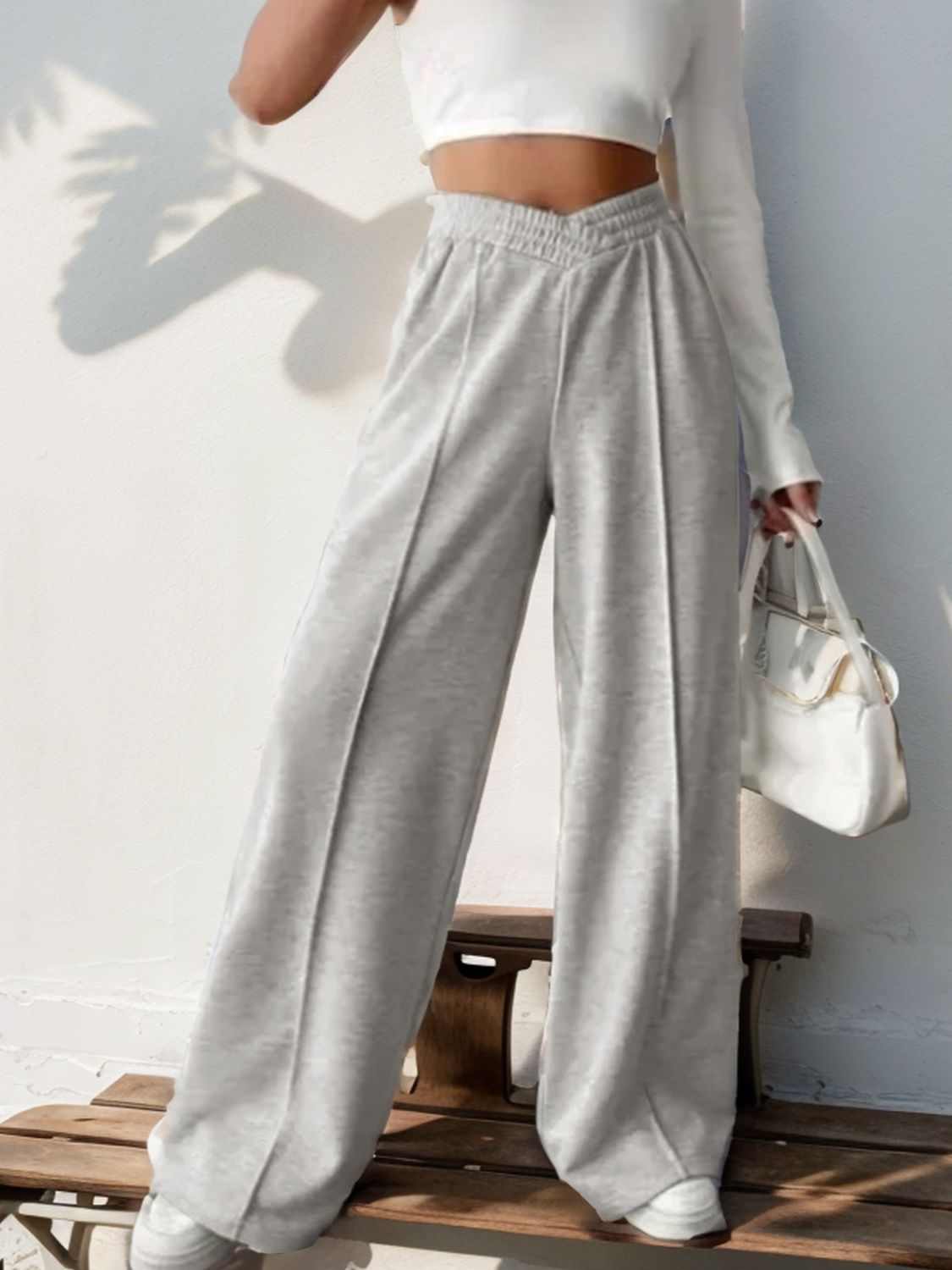 Polished Gray Seamline Wide Leg Pants