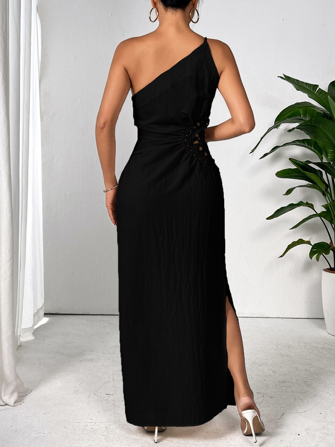 Honey Slit One Shoulder Sleeveless Dress