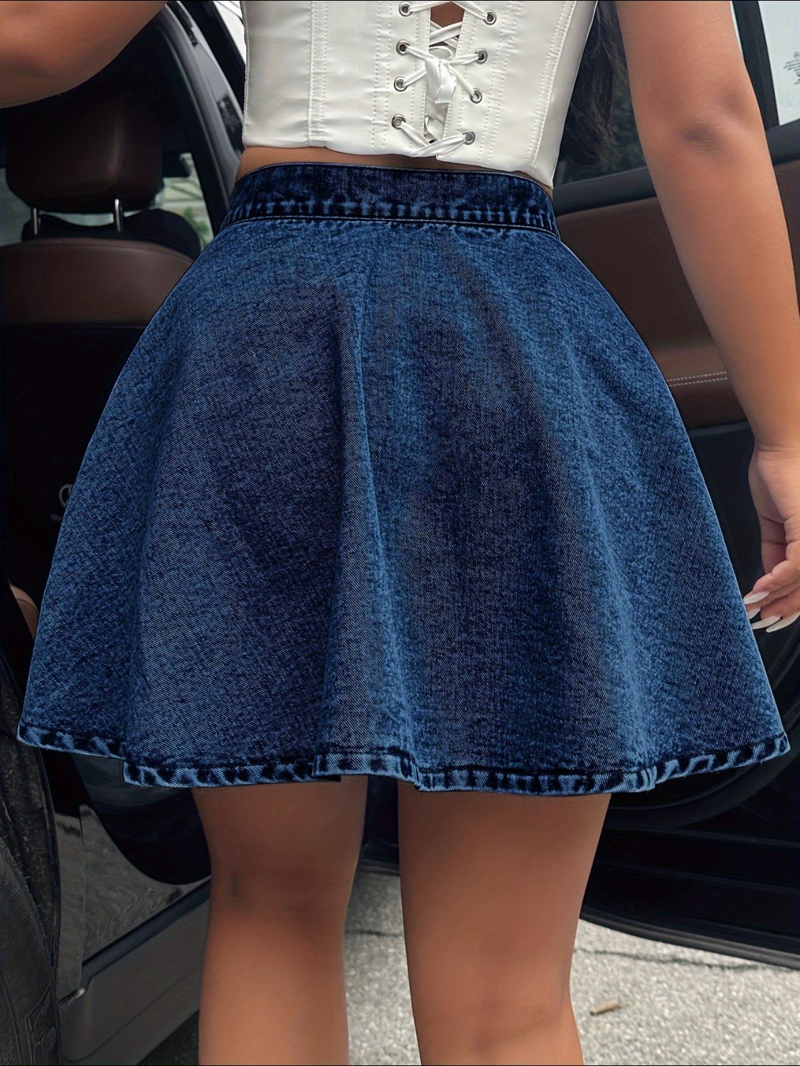 Moonlit Muse Buttoned Denim Skirt