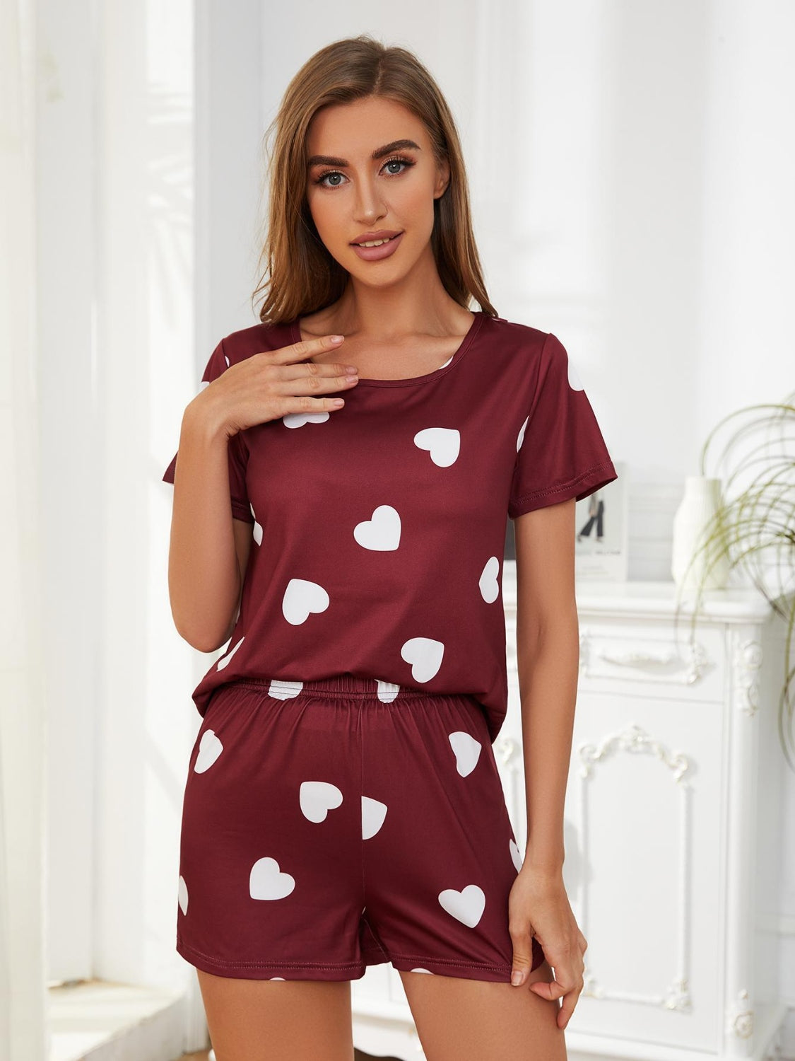 Lorane’s Heartfelt Round Neck Top & Shorts Lounge Set