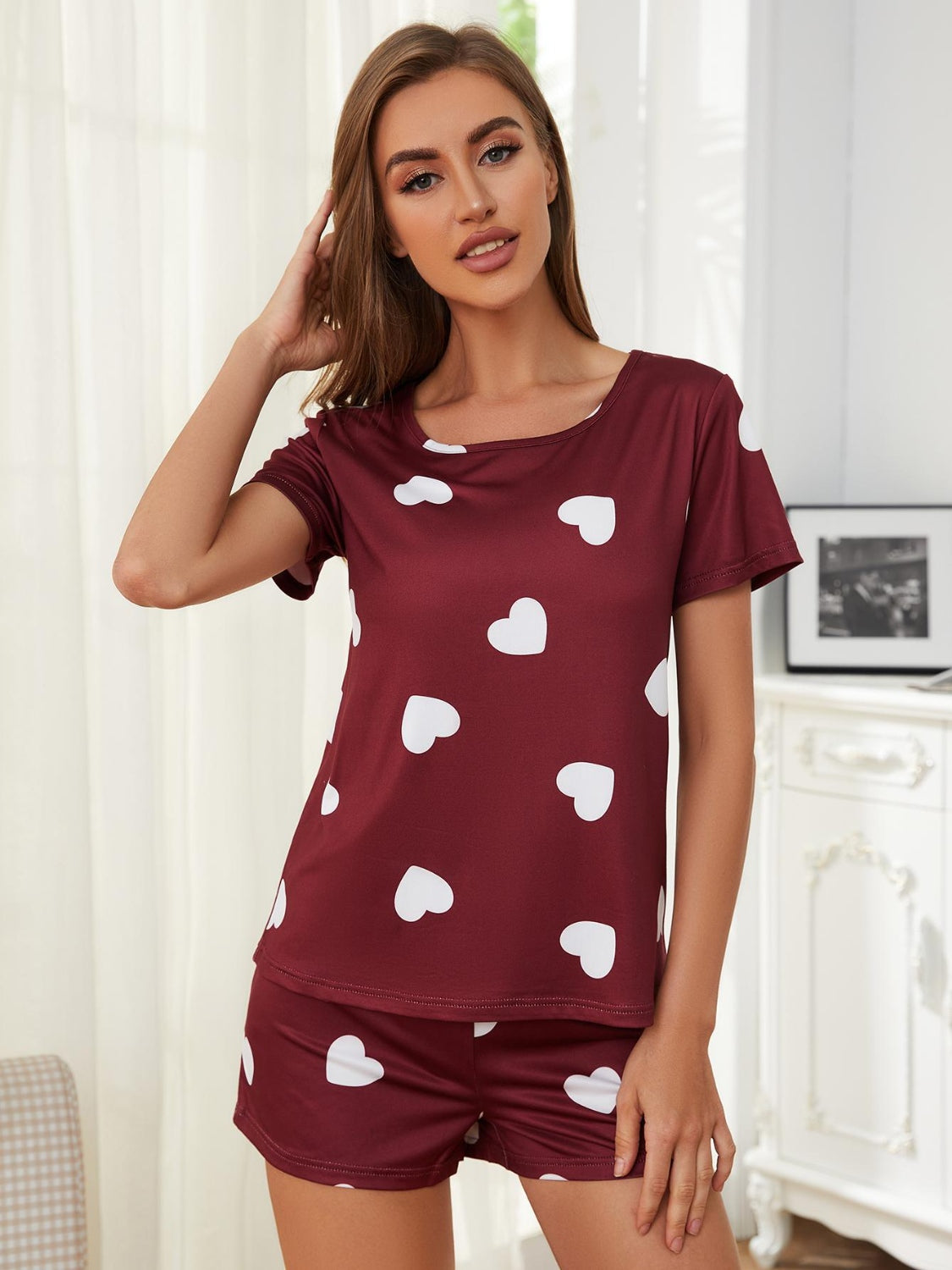 Lorane’s Heartfelt Round Neck Top & Shorts Lounge Set