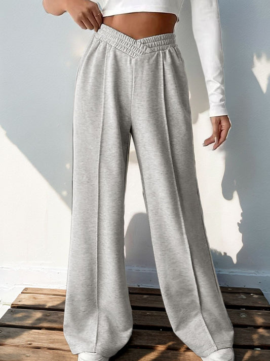 Polished Gray Seamline Wide Leg Pants