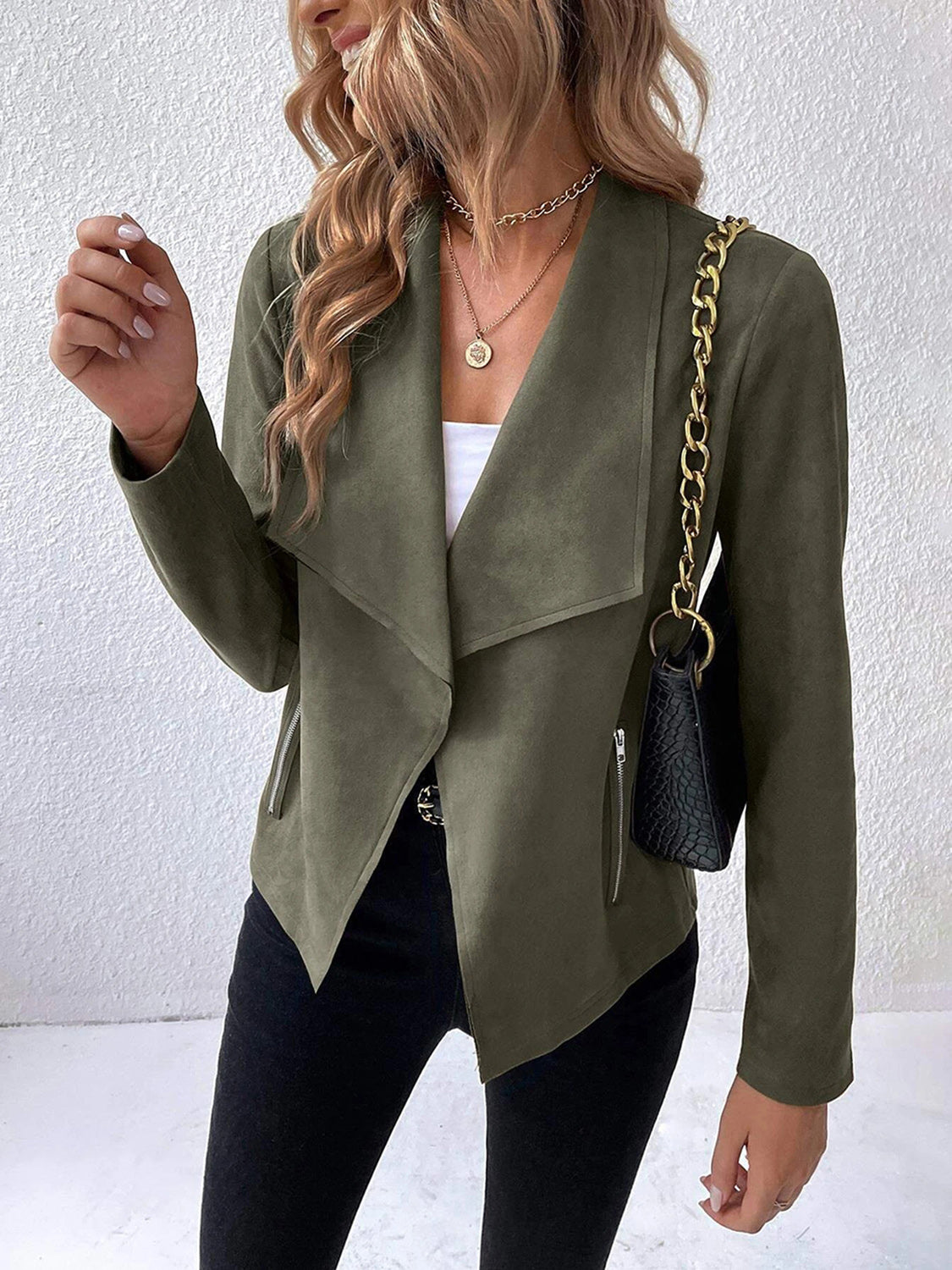 Collared Neck Long Sleeve Jacket