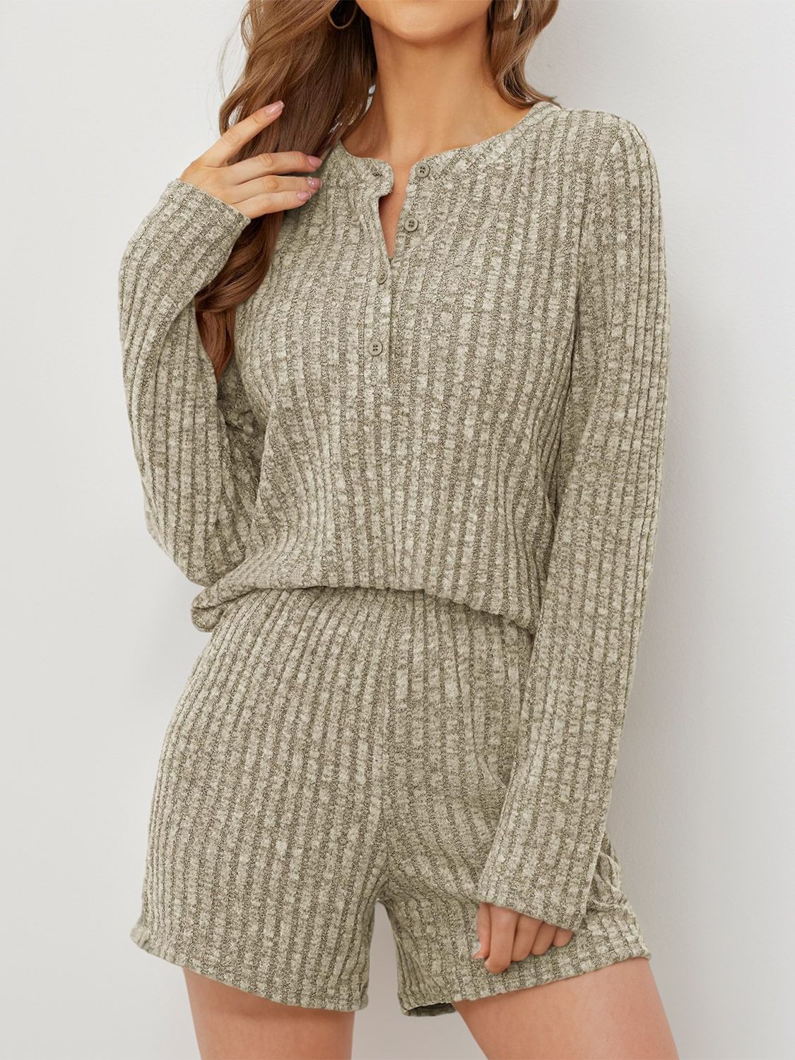 Juliette’s Comfy Charcoal Ribbed Round Neck Set