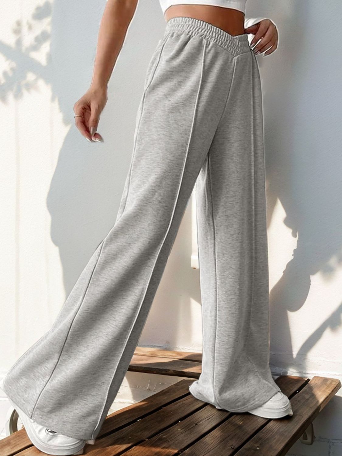 Polished Gray Seamline Wide Leg Pants