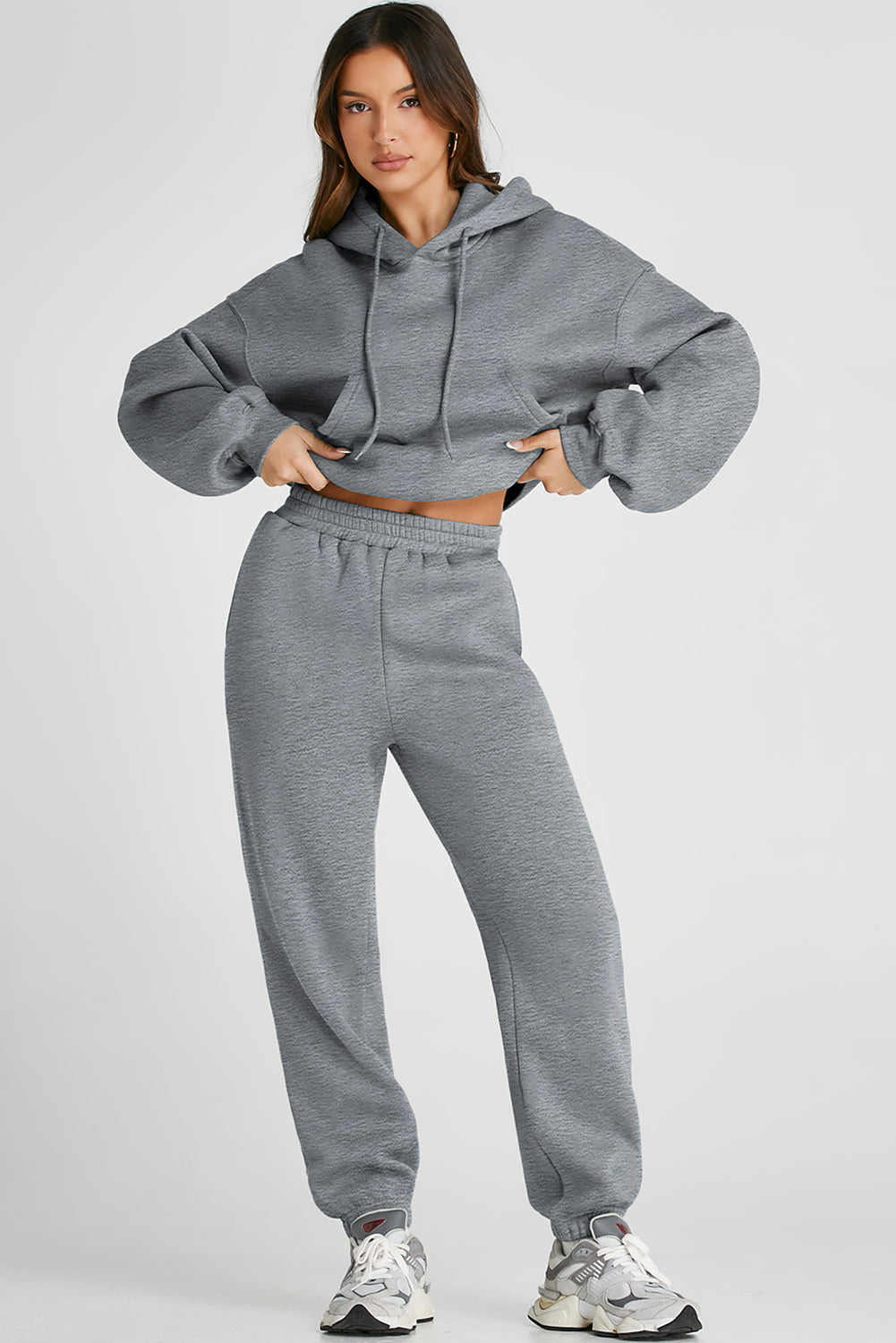 Baggy Shoulder Hooded Top and Pants Set