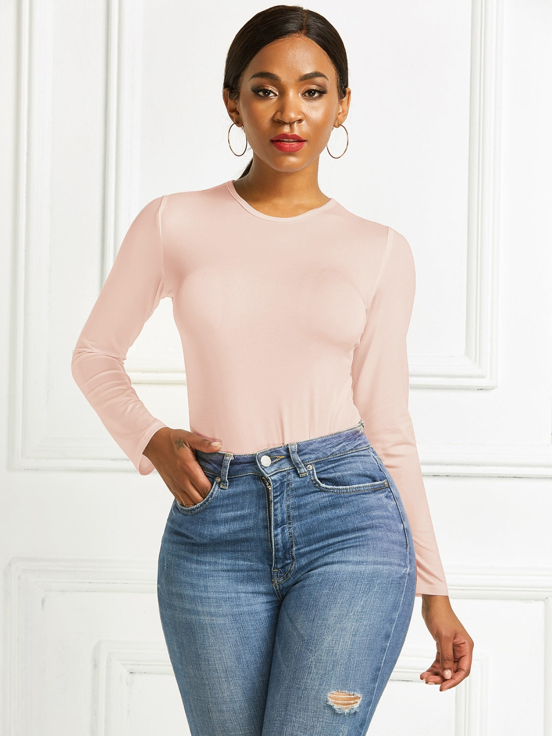 Round Neck Long Sleeve Bodysuit