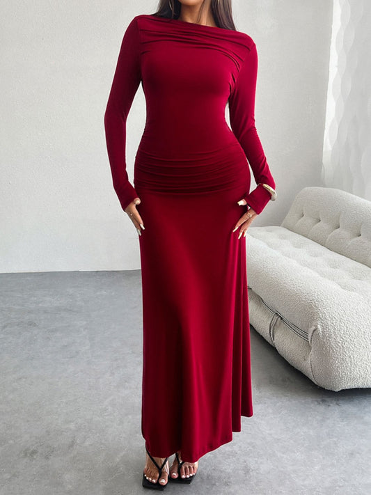 Devine Ruched Long Sleeve Dress