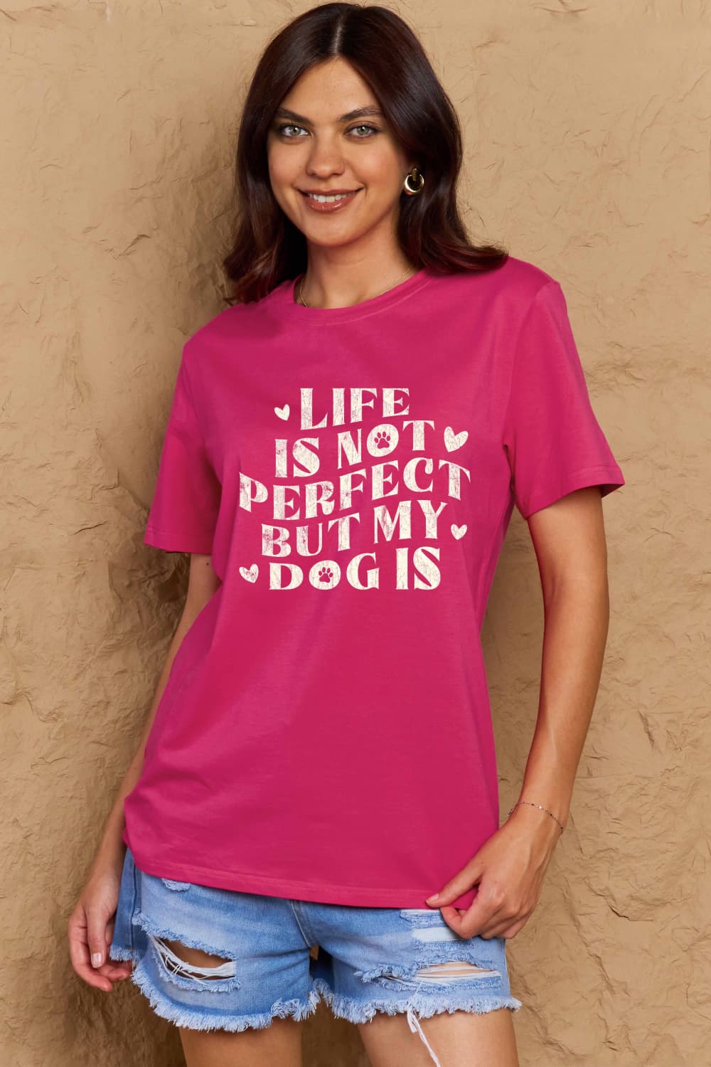 Simply Love Full Size Dog Slogan Graphic Cotton T-Shirt