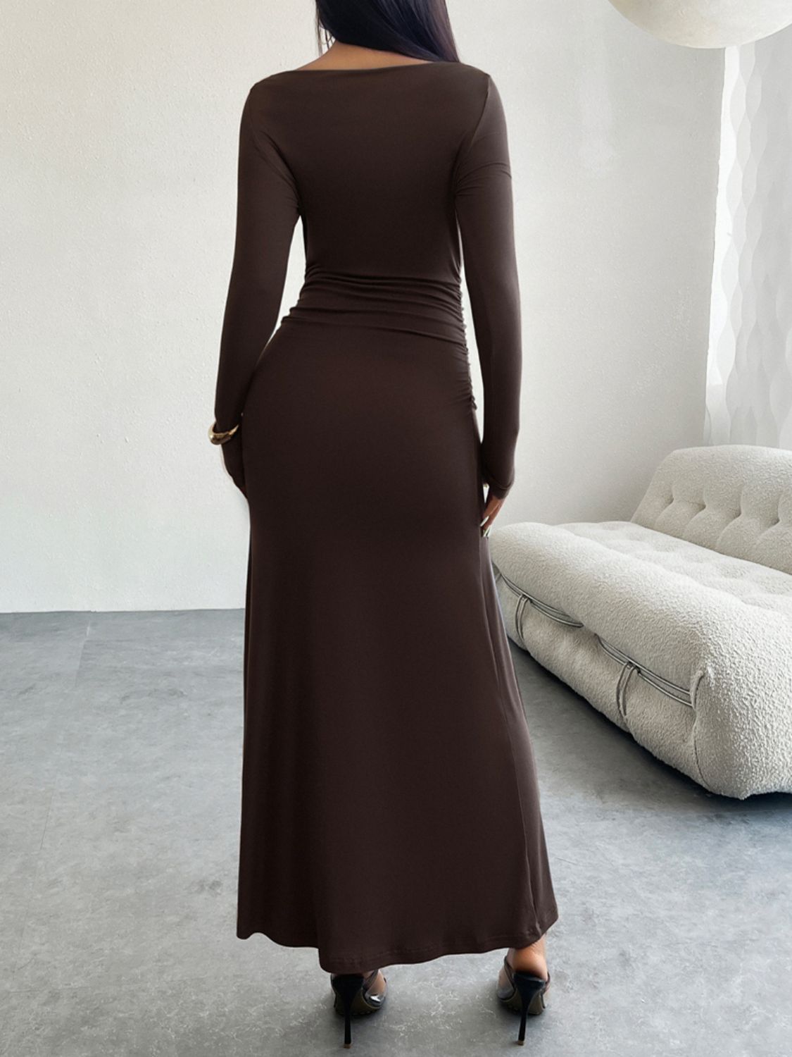 Devine Ruched Long Sleeve Dress