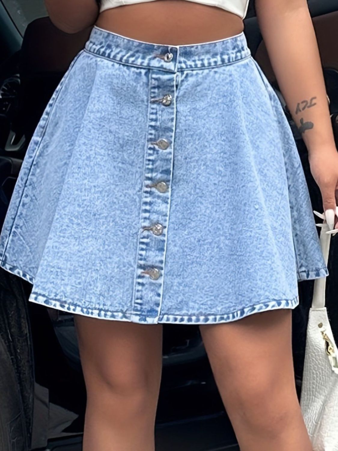 Moonlit Muse Buttoned Denim Skirt