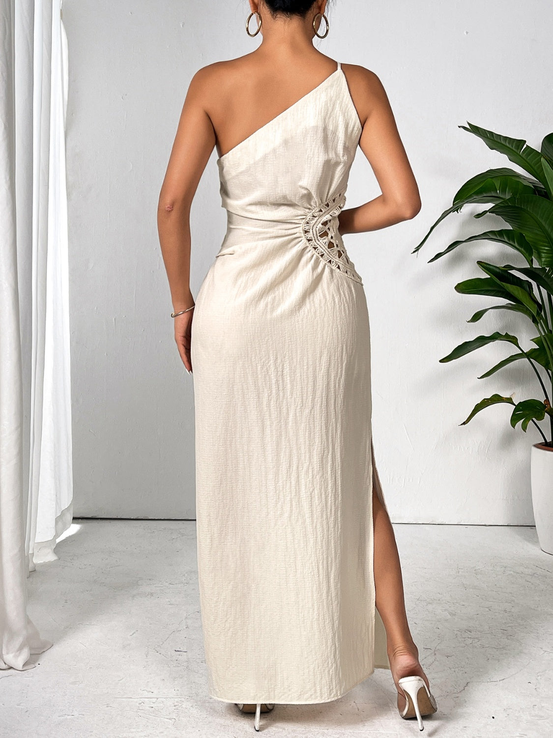 Honey Slit One Shoulder Sleeveless Dress