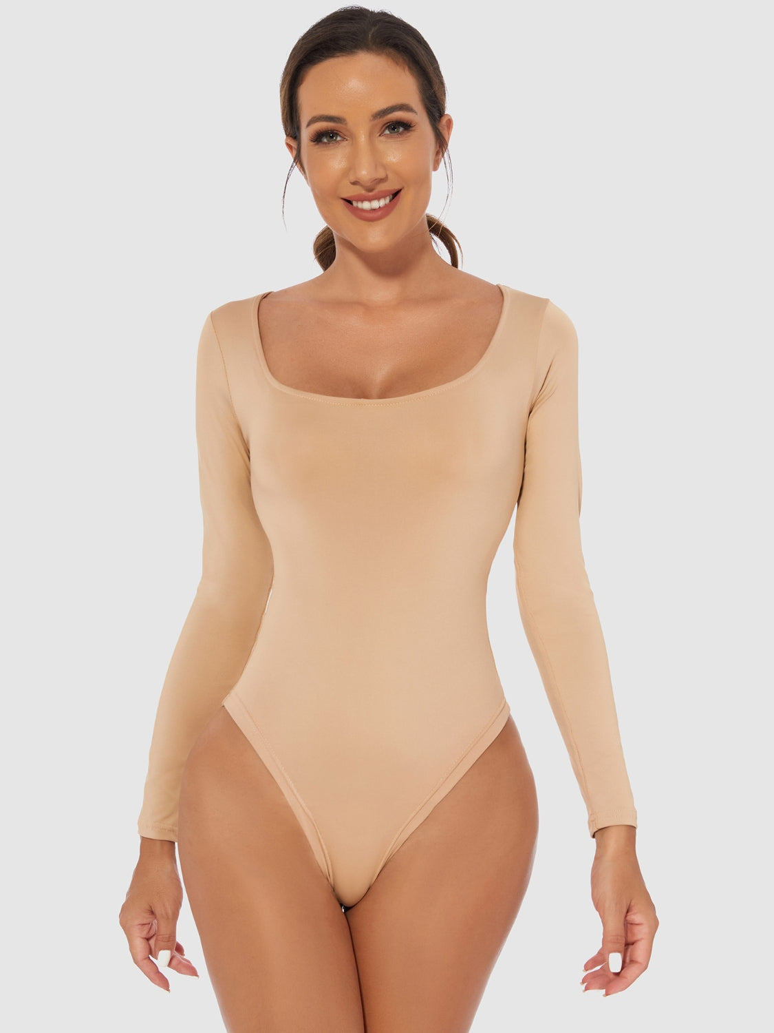 Vienna Grace Scoop Neck Long Sleeve Bodysuit