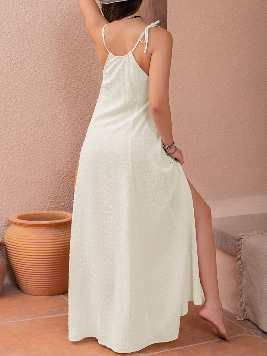 Swiss Dot Cutout Sleeveless Dress