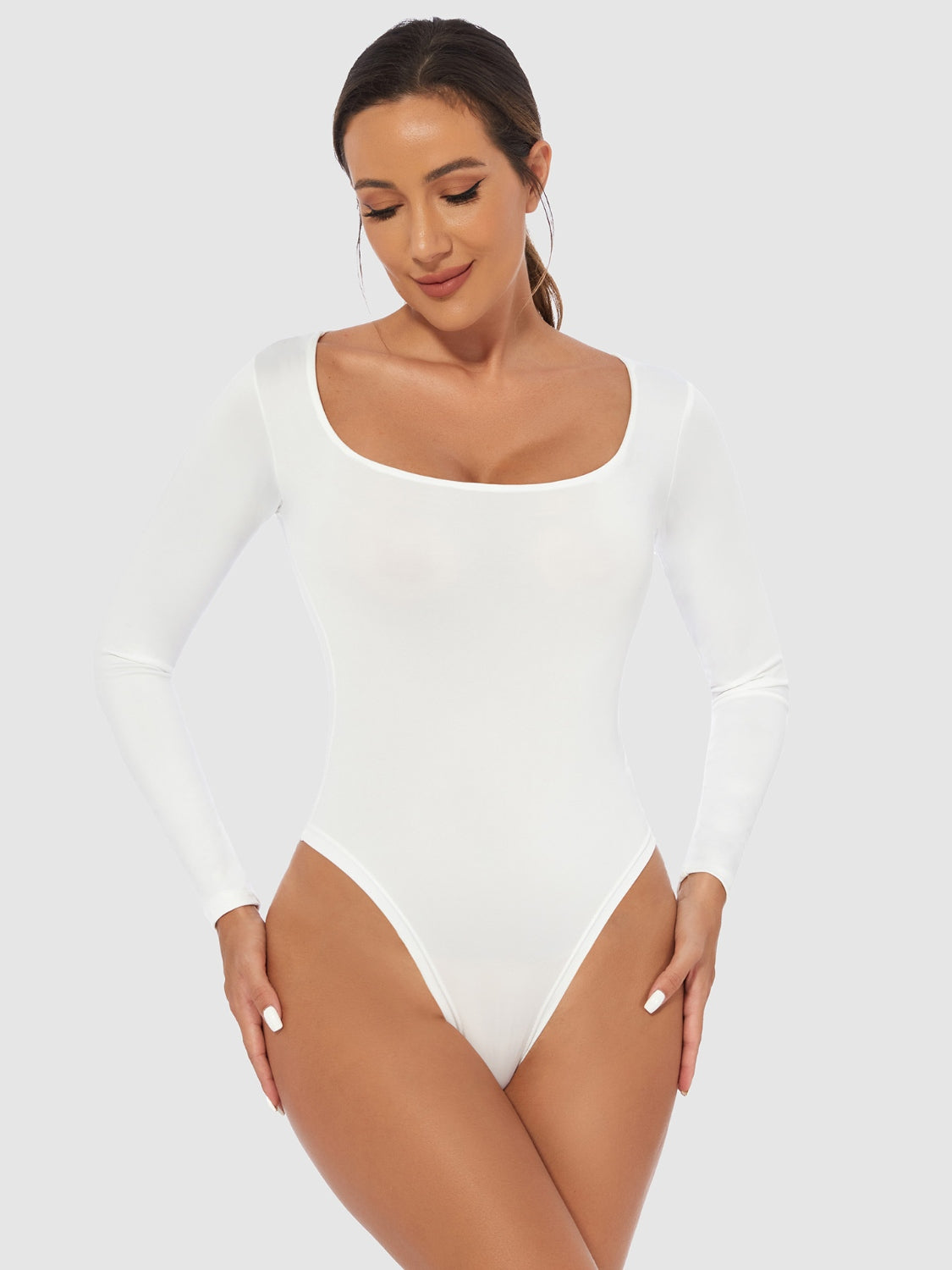 Vienna Grace Scoop Neck Long Sleeve Bodysuit