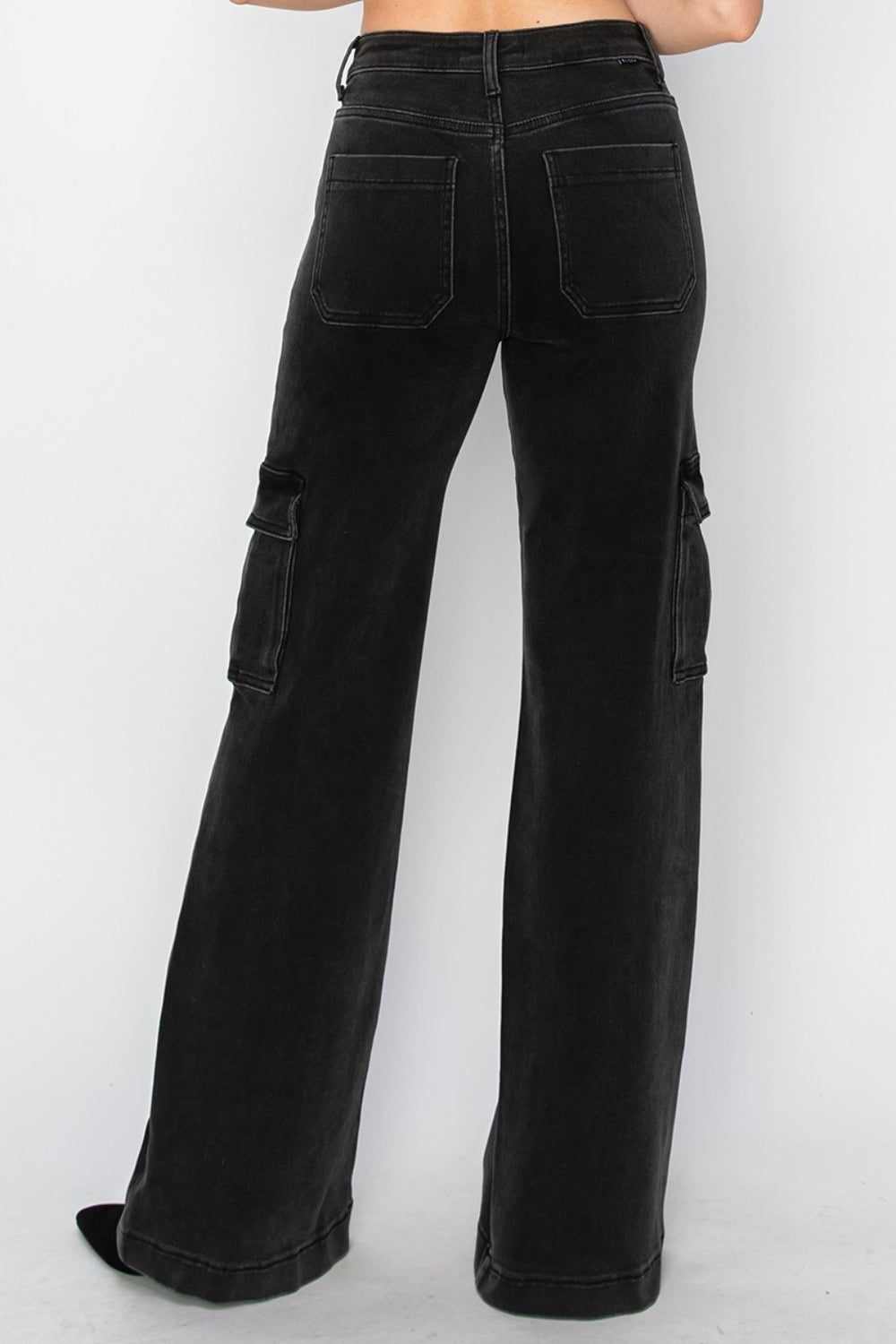 Full Size High Rise Wide Leg Cargo Jeans