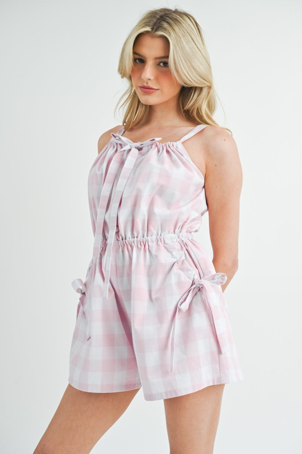 Aileen Classic Plaid Button Romper