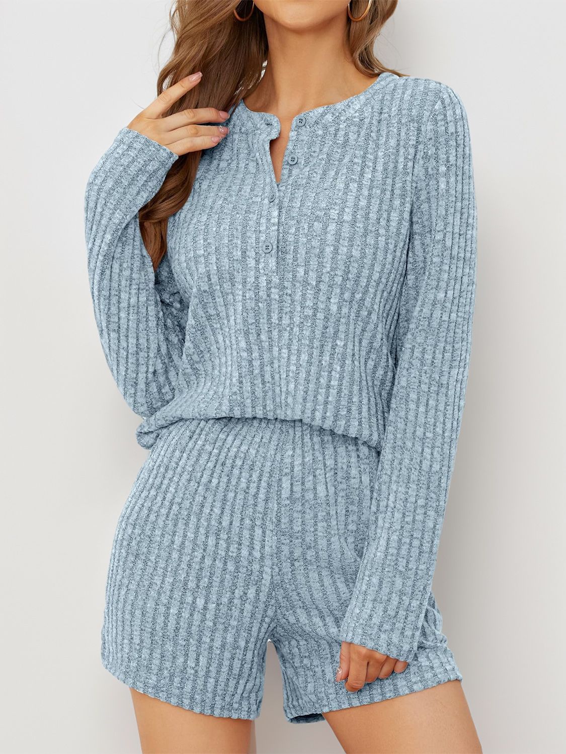 Juliette’s Comfy Charcoal Ribbed Round Neck Set