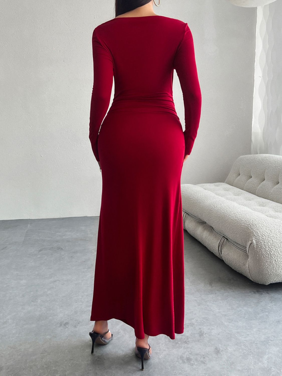 Devine Ruched Long Sleeve Dress