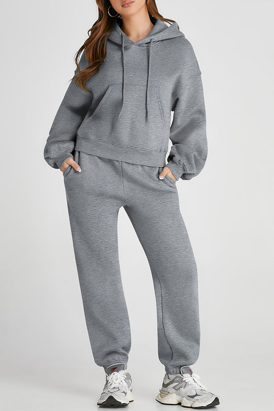 Baggy Shoulder Hooded Top and Pants Set