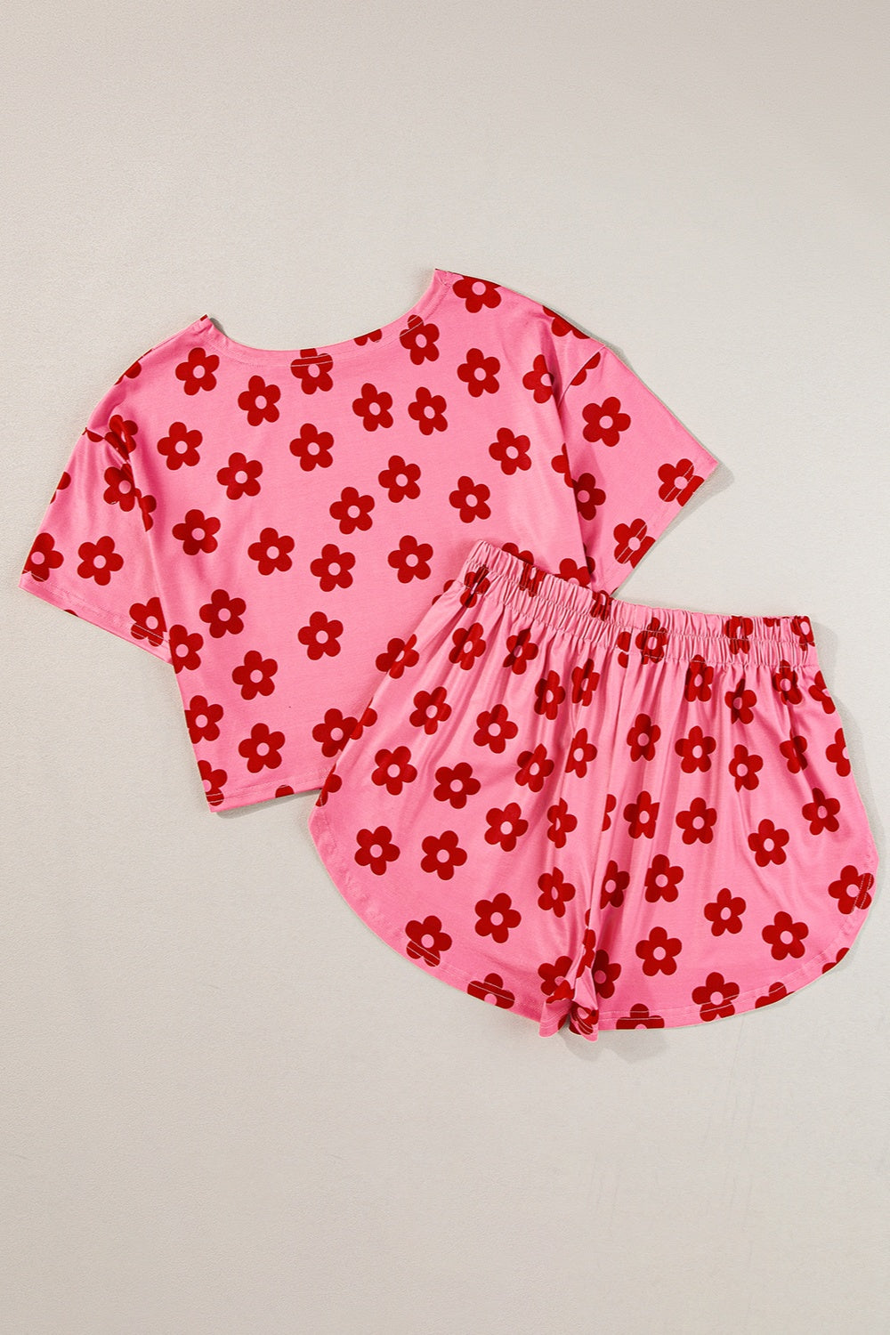 Flower Cropped Top and Shorts Lounge Set